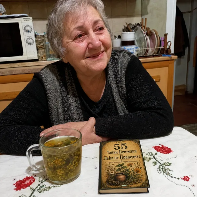 Мария на кухненската маса, с чай и книга